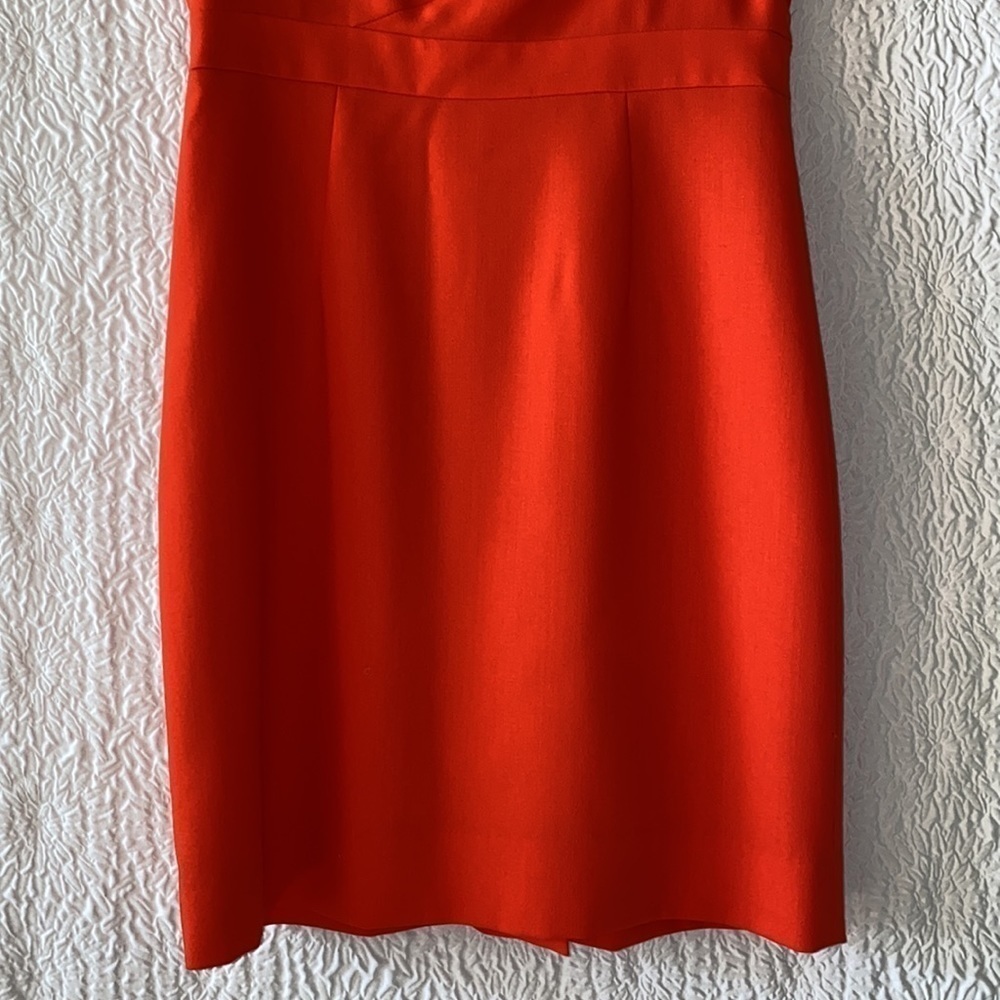 J. Crew Coral Cap Sleeve Sheath Pleated Detail Midi Dress - Picture 4 of 13